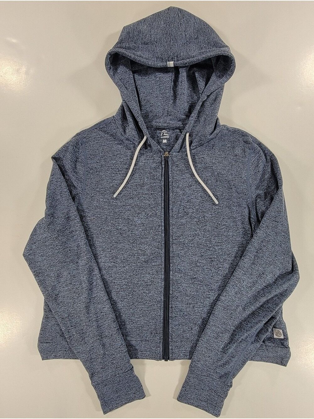 Rhoback Tempo Performance Hoodie Women's Medium Soft Stretch Crop Full-Zip Blue